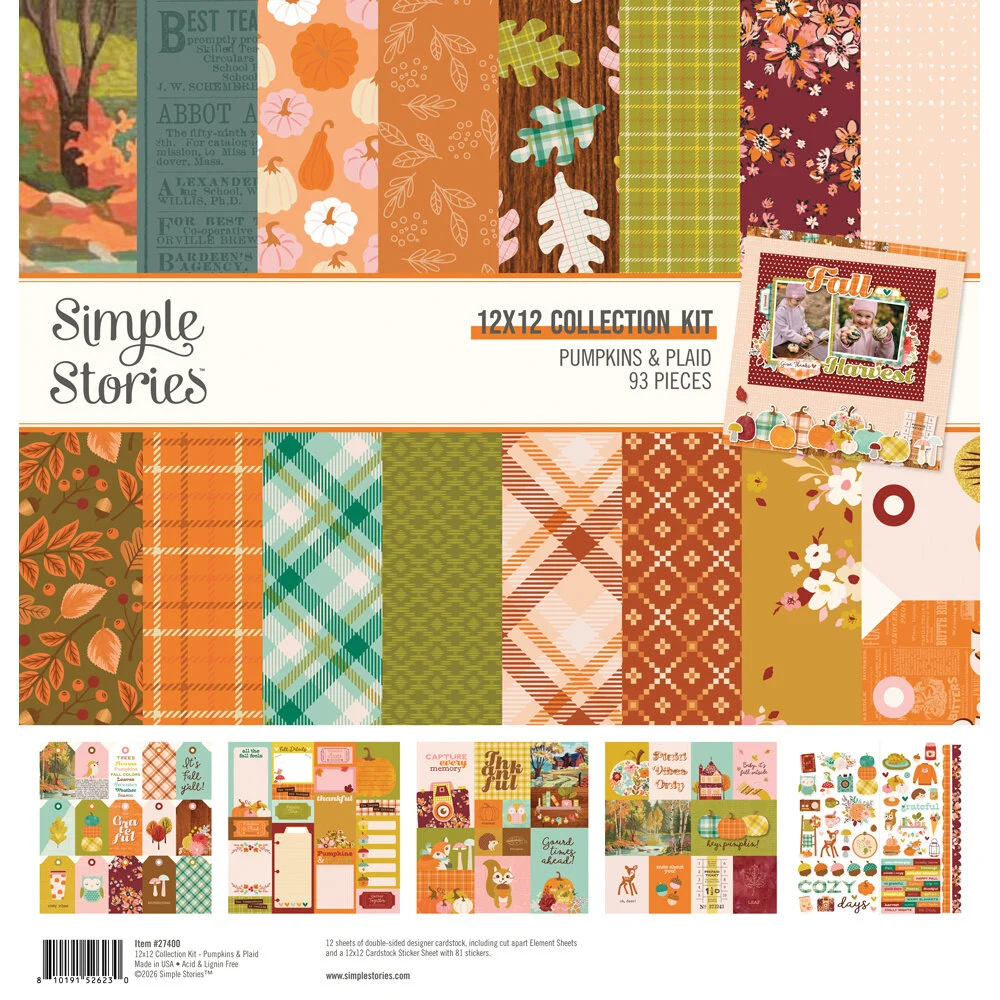 Simple Stories Pumpkins & Plaid collection kit 12"×12"