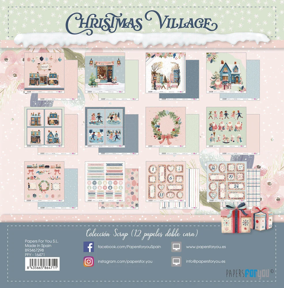 Papers For You Christmas Village kétoldalas scrapbook papírkészlet 12×12" - 2. kép