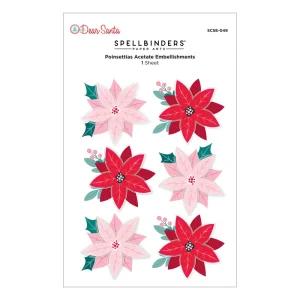 Spellbinders Dear Santa Poinsettias 3D mikulásvirág matricák – 6 db