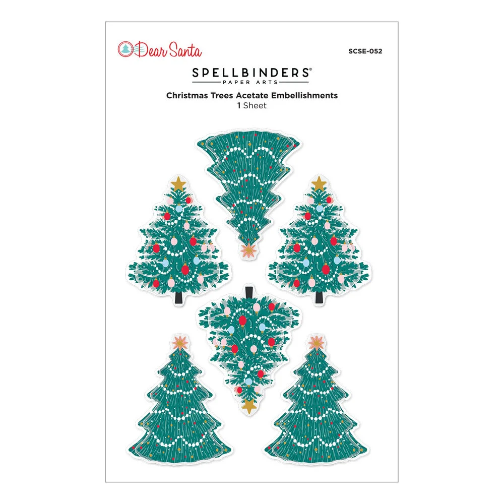 Spellbinders Dear Santa Christmas Trees 3D karácsonyfa matricák – 6 db