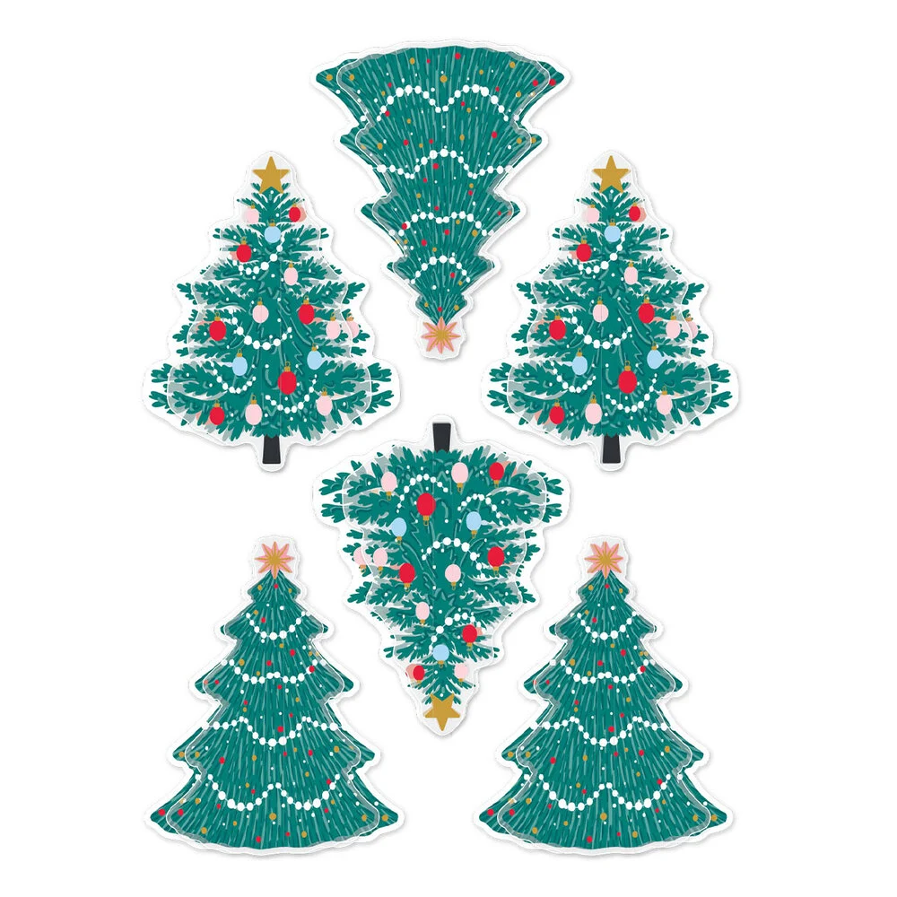 Spellbinders Dear Santa Christmas Trees 3D karácsonyfa matricák – 6 db - 2. kép