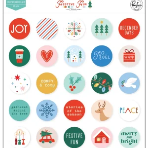 Pinkfresh Studio Festive Fun chipboard díszítőelemek – 25 db
