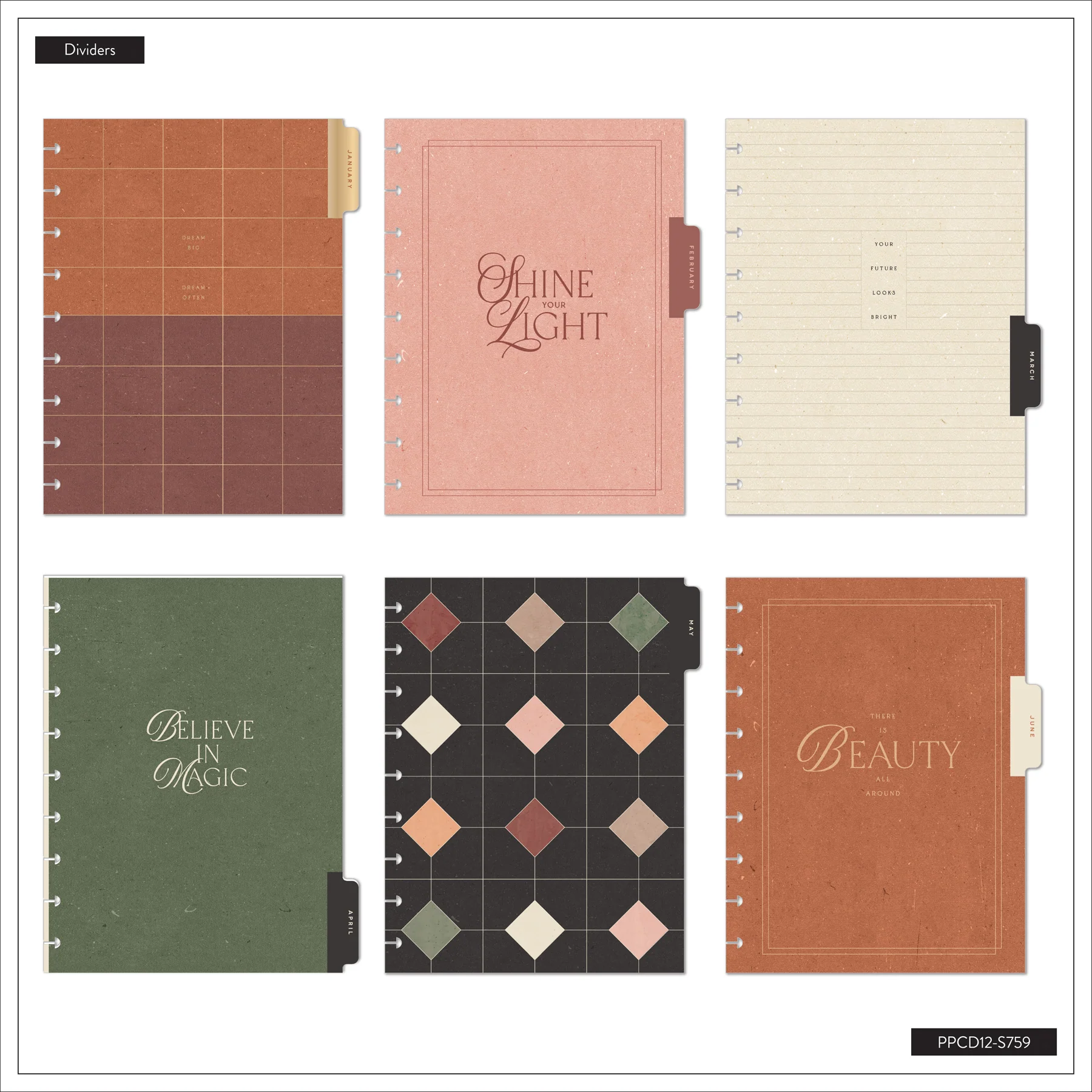 Happy Planner Classic Specialty 12 havi discbound tervező - Amber & Oak - 6. kép